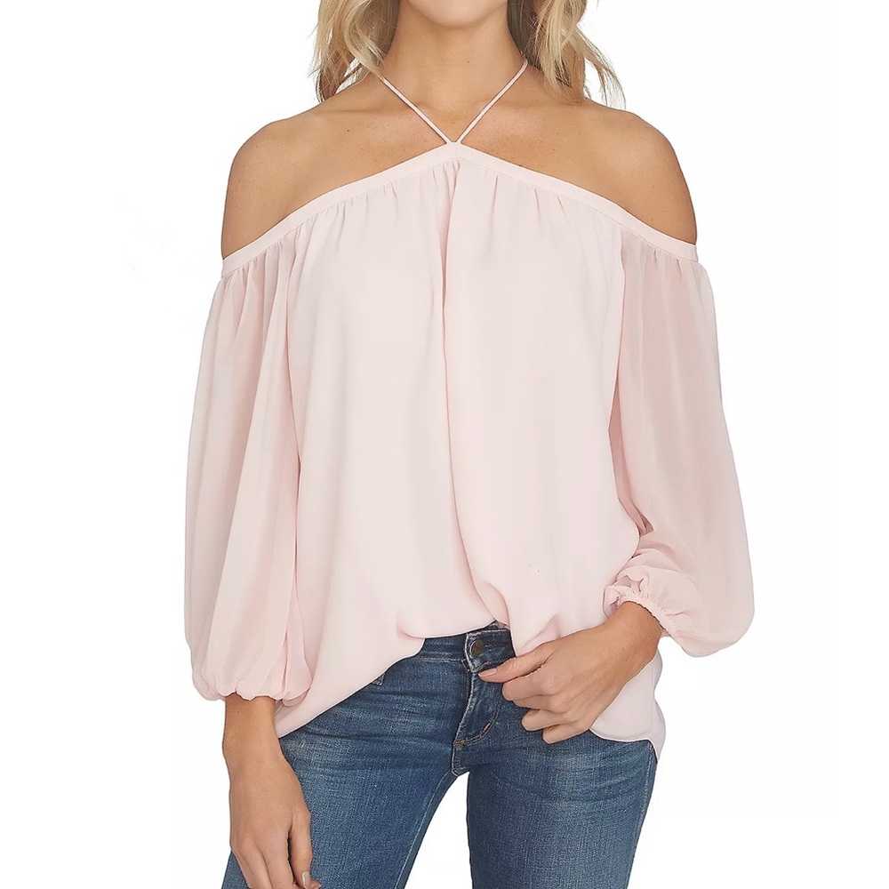 NWT 1.STATE Cold-Shoulder Blouse - Cloud